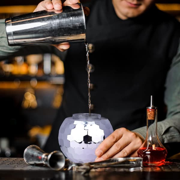 2 stk. Diskokuglekopper Tumbler Disko Flash Kugle Cocktailkop Sølv