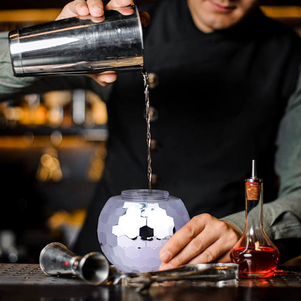 2 stk. Diskokulekopper Tumbler Disko Flash Ball Cocktailkopp Sølv