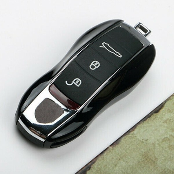 Bilnøgle Fjernbetjening Etui Trim Beskyttelsesdækning Passer til Porsche 911/Panamera Macan Boxster (Sort Sølv)