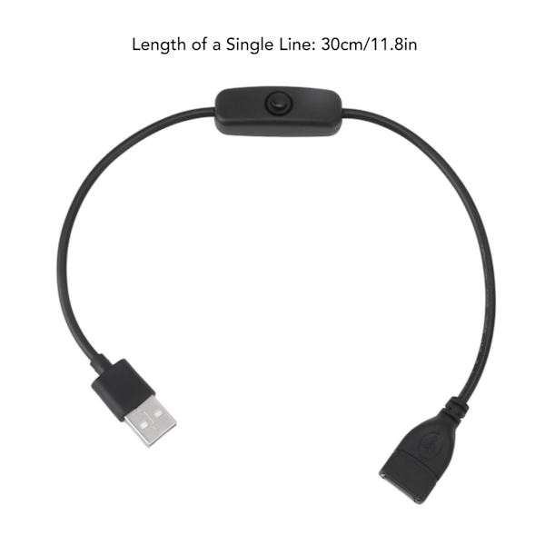 5PCS PÅ/AV-brytare Hane till Hona Kabel 2-stifts PVC USB-förlängningskabel med knapp för körinspelare LED-lampor Svart