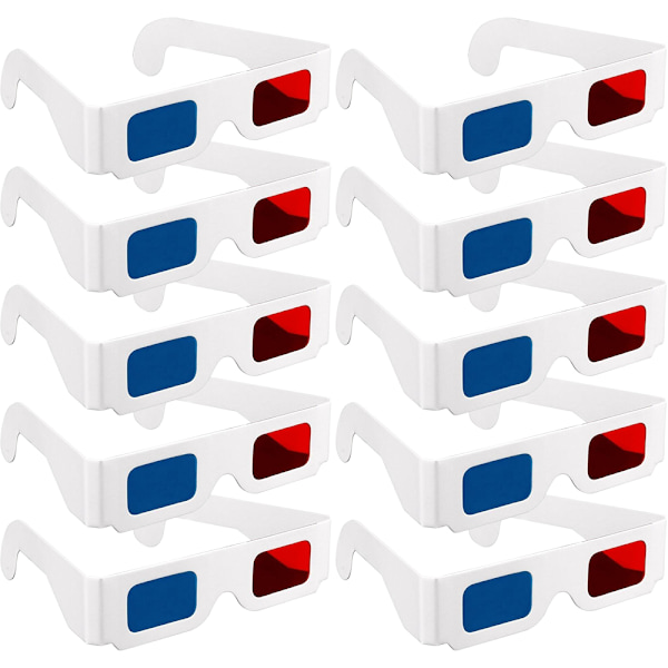 10 Paria 3D-lasit 3D-laatikkolaseja Universaali Anaglyfi 3D-lasit Kartonkilaseja Punainen Sininen Syani tai Elokuva