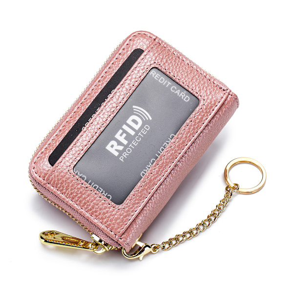 Utsökt gåva till henne, dragspelsstil äkta läderplånbok RFID-blockering säkerställer säkra kortfack