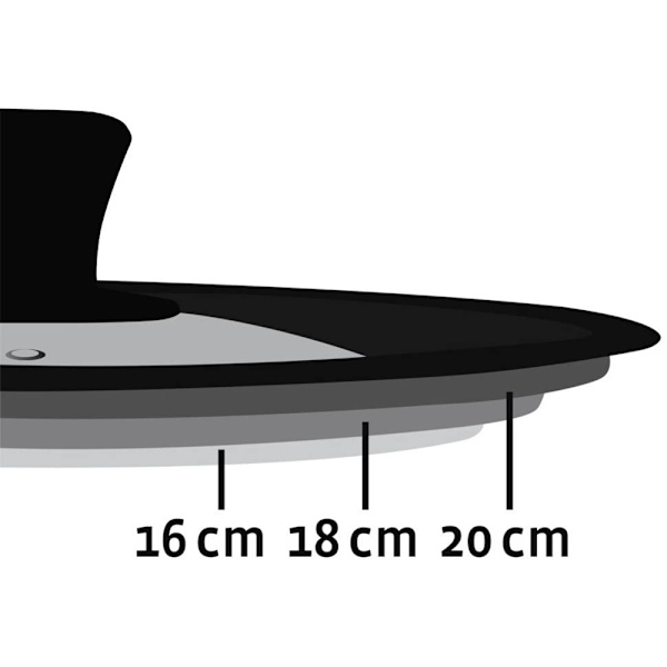 Universallock för grytor, stekpannor och stekpannor - Härdat glas med värmebeständig silikonkant passar 16-18-20 cm diameter kokkärl