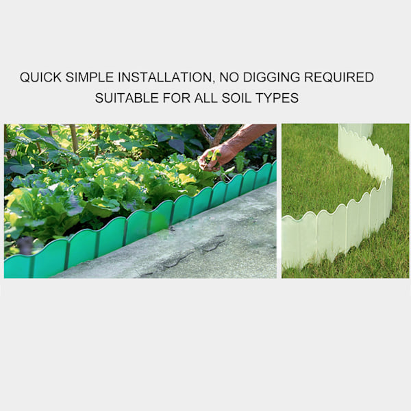 20PCS Interlocking Landscaping Edging Kit Väderbeständig Trädgård Landskapskant Kantsten Hammare i Gräs Kant Grön