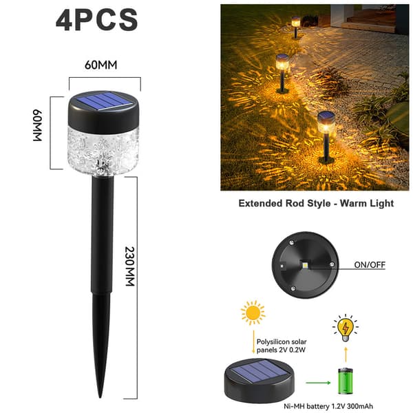 Solcellelamper for utendørs bruk, 4-pakning landskapslys, vanntett, LED solcellelamper for hageplen og uteplass Transparent shell