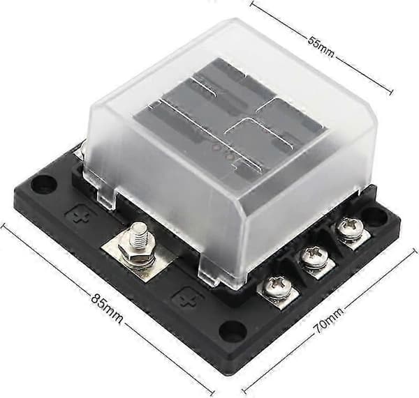 12-volts säkringspanel, båtsäkringspanel med LED-indikering, 6-kretsars säkringsbox