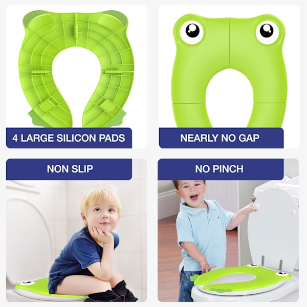 Lasten kokoontaitettava WC-istuin, liukumattomat silikonipehmusteet, uudelleenkäytettävä potta, itseluottamusta vahvistava nuorille oppijoille, matkakäyttöön sopiva useimpiin