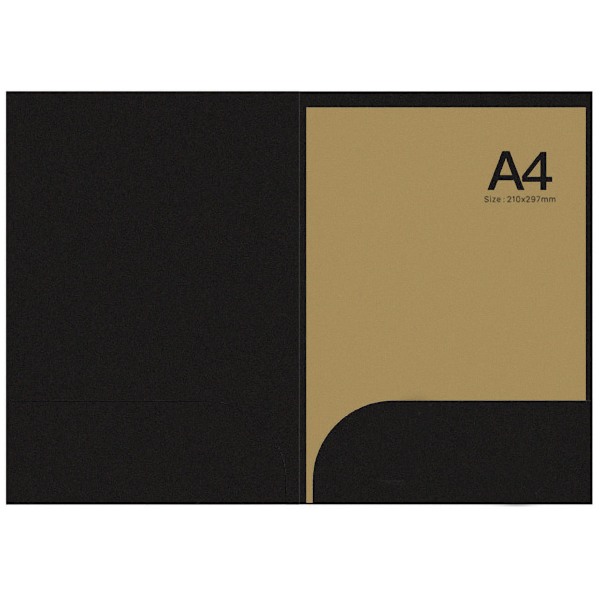 Fickmapp L-formad mapp med fasad design Inbyggd ficka Bekväm att sätta in papper Mapp Dubbel plugg Brunt papper