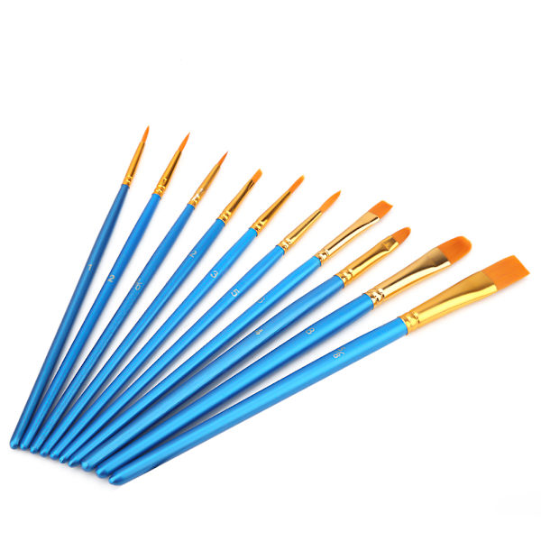 10 st Barnritning Nylon Hår Målarpensel Set Konst Hantverk Målning Vattenfärg Pensel Kit