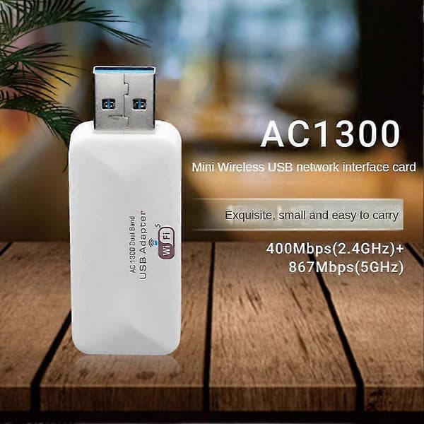 Mini USB Wifi -sovitin 2.4g/5 G Wifi -verkkokortti 1300mbps Antenni Langaton Ac Wifi -sovitin