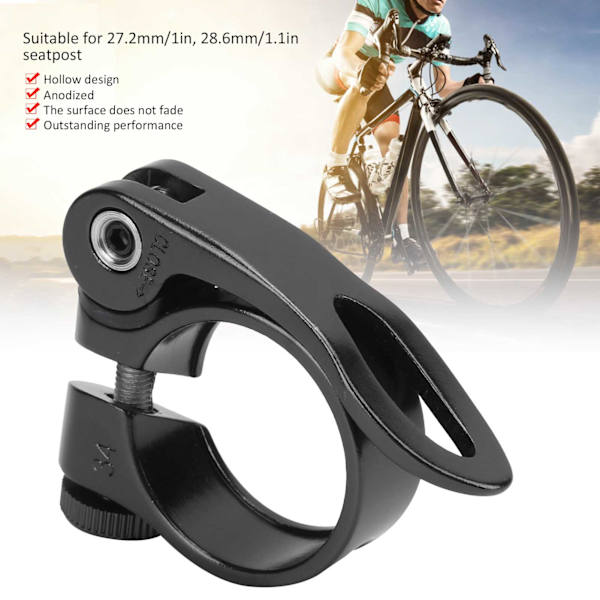 Hurtigudløsnings-sadelklemme i aluminium til landevejs- og mountainbike til XT-C68 31,8 mm (sort)