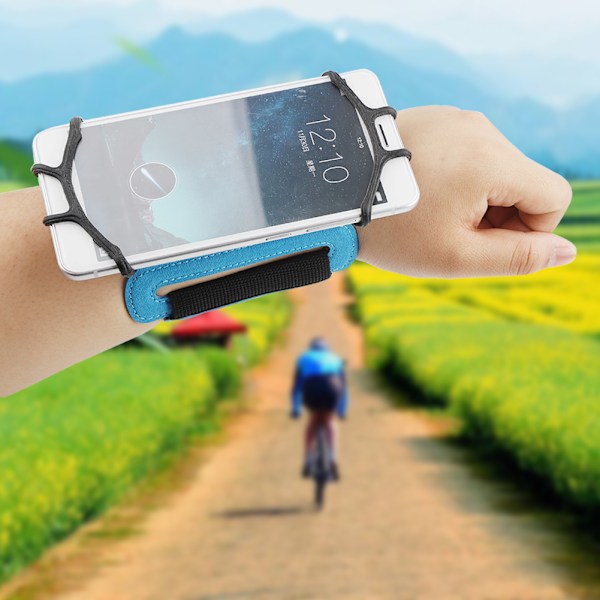 Universellt 180 Graders Roterbart Mobiltelefon Armband för Sport med Hörlurshållare (Blå)