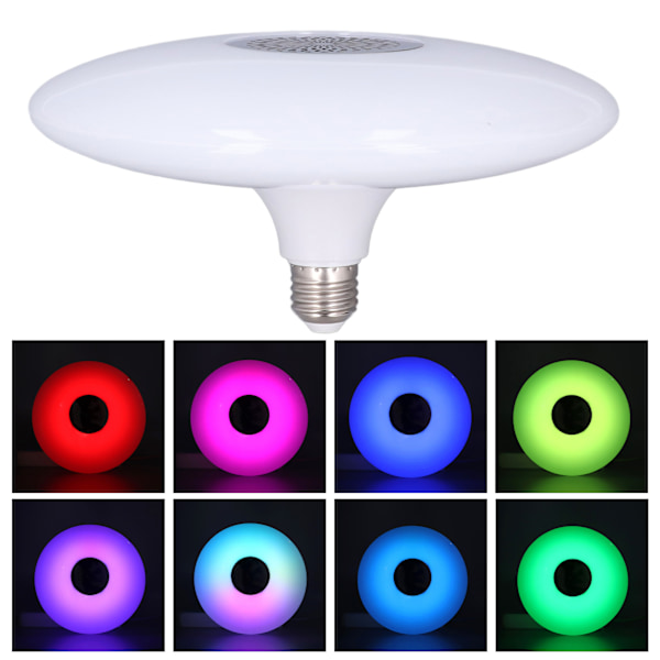 24W E27 RGB Fargeskiftende Musikklampe med Fjernkontroll Smart Musikhøyttaler Taklampe 85‑265V