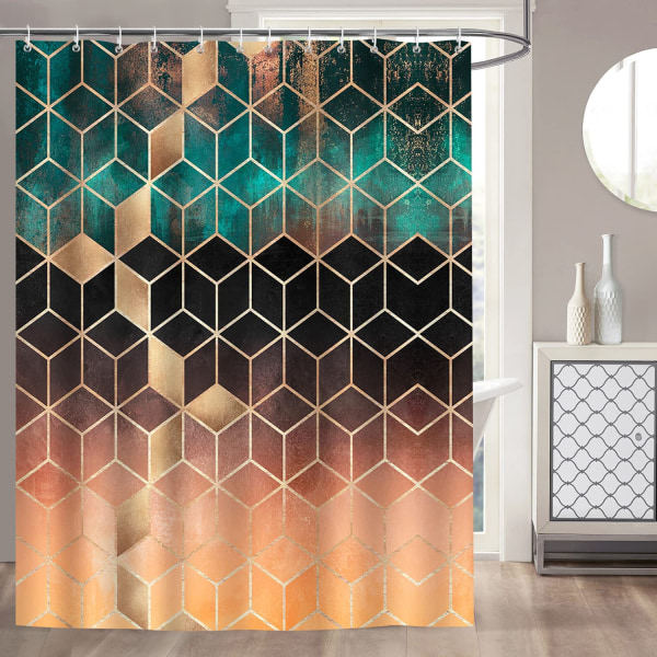 Duschdraperi 180 x 180 cm Grå Marmor Geometriska Duschdraperier