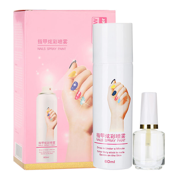 Manikyr Neglelakk Spray Base Coat Raskt Tørkende Spraying Enkel Vask Neglespray 60ml Hvit