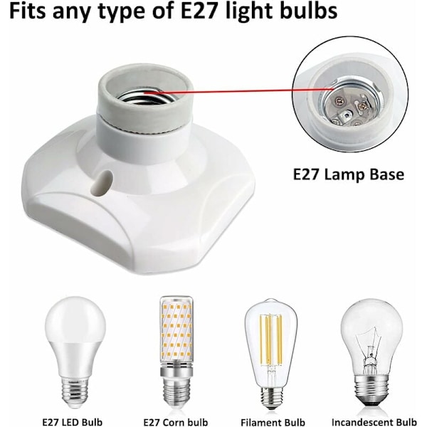 E27-lamphållare för vägglampa, inomhusvägg, AC 230V, E27 LED-lamphållare, E27-plastsockel för tak