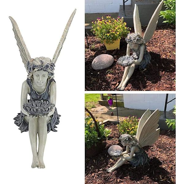 Hagedekorasjon Hage Ornament Sittende Magisk Fe, Sittende Alver G