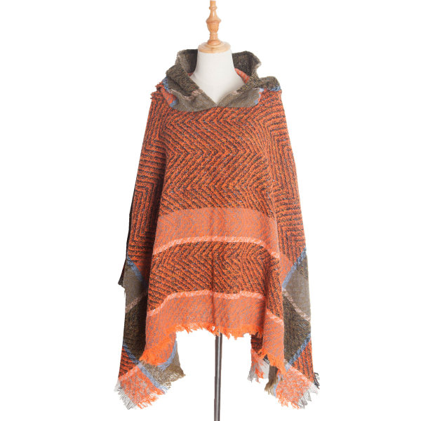 Dame Boheme Aztec Print Tæppe Poncho Hoodie Kappe Sjal
