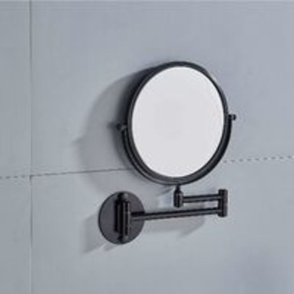 Väggmonterad smink spegel x3, svart smink spegel badrum spegel 20 cm dubbel vägg spegel, 360° svängbar och utdragbar