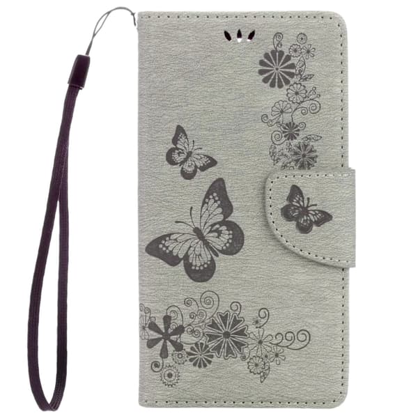 Butterfly Læder Samsung Galaxy Xcover 4S Cover - Sølv/Grå Sølv Grå