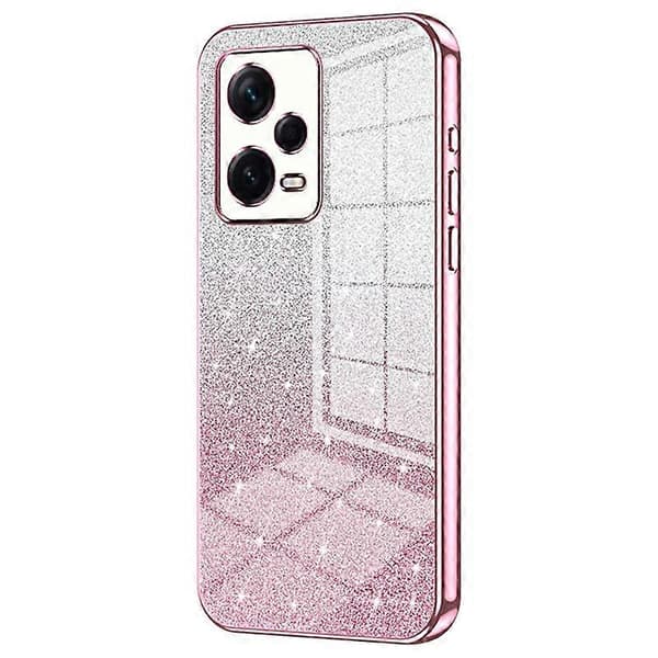 Bakdeksel for Xiaomi Redmi Note 12 Pro+ 5G Presis utskjæring Gradient Glitter TPU-deksel Pink