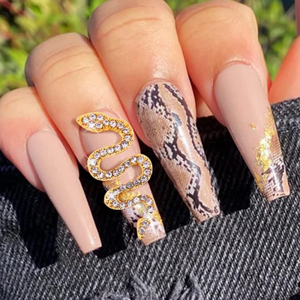 Nagelcharms, för akrylnaglar, strass orm nagelcharms för 3D nagelkonstdekoration