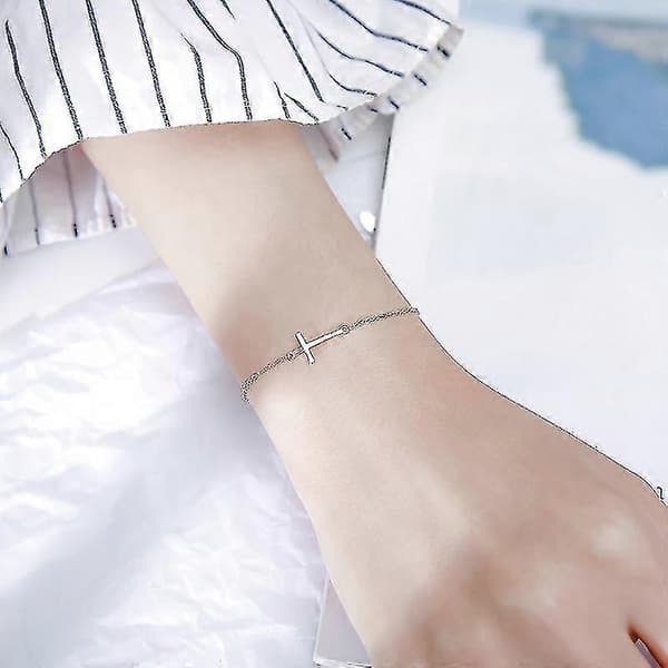 Korsarmband för kvinnor, justerbart silverarmband