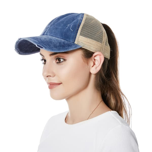Vasket Distressed Bomullsdenim Hesthalehatt Justerbar for Menn og Kvinner