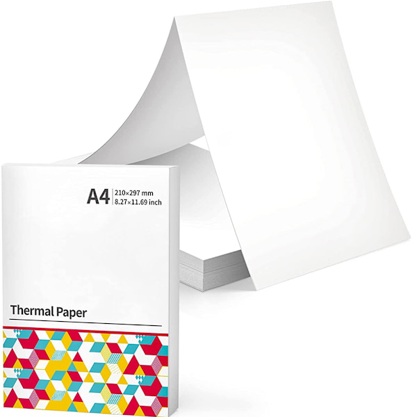 Termiskt papper A4 för bärbara skrivare M08F-A4, kompatibel med Brother PJ762/PJ763MFi, Phomemo M08F, HPRT MT800/MT800Q, snabbtorkande termiskt papper