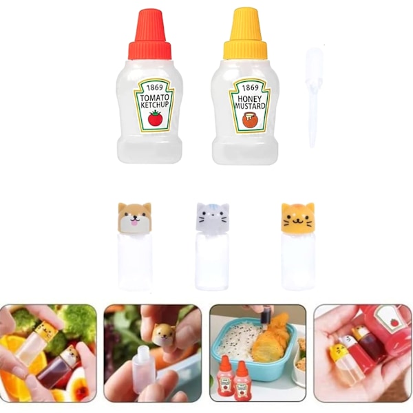 Plastik Mini Bento Soy Sauce Flasker Klem Salatdressing Flasker Bærbare Saucebeholdere
