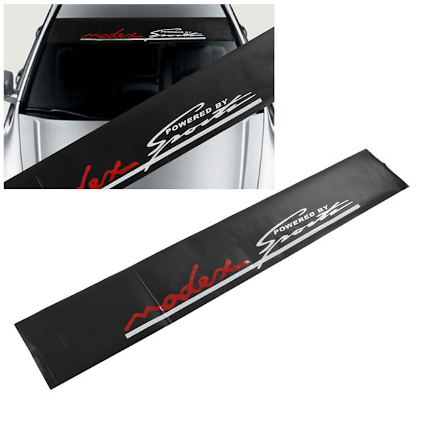 130x21cm Universal PVC Bil Reflekterende Sticker Forruden Dekorative Dekaler med Skraber til Bil Powered By