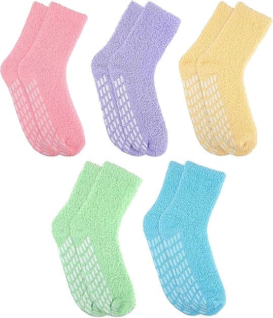 5 Par Tøffel Fluffy Sokker, Vinter Varme Sokker, Bløde Termiske Non