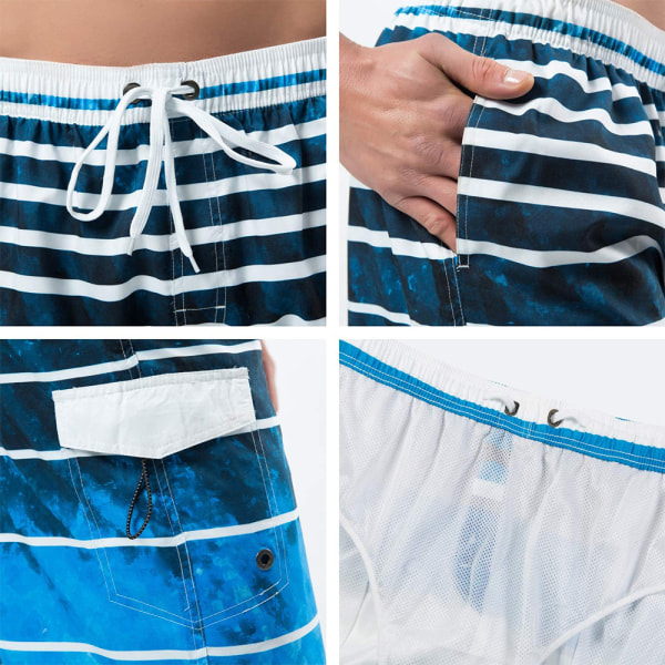 Badbyxor för män, Quick Dry Board Shorts, Colorful Stripe Swimm
