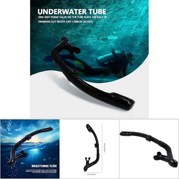 WHALE Undervanns Vannsport Silikon Svømming Dykking Snorkling Tørr Pusteslange (Svart)
