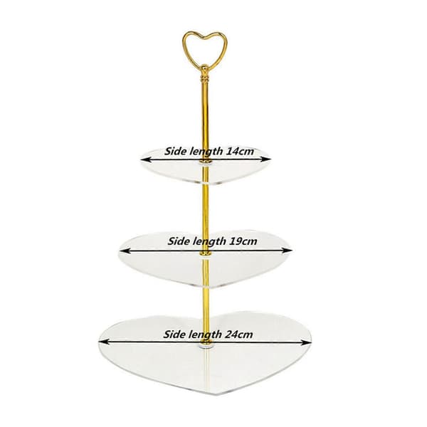 Hjerteformet Akryl Kageopsats 3-lags Cupcake Display Tårn Elegant Rund Cupcake Holder til Desserter Bryllupper Fødselsdage