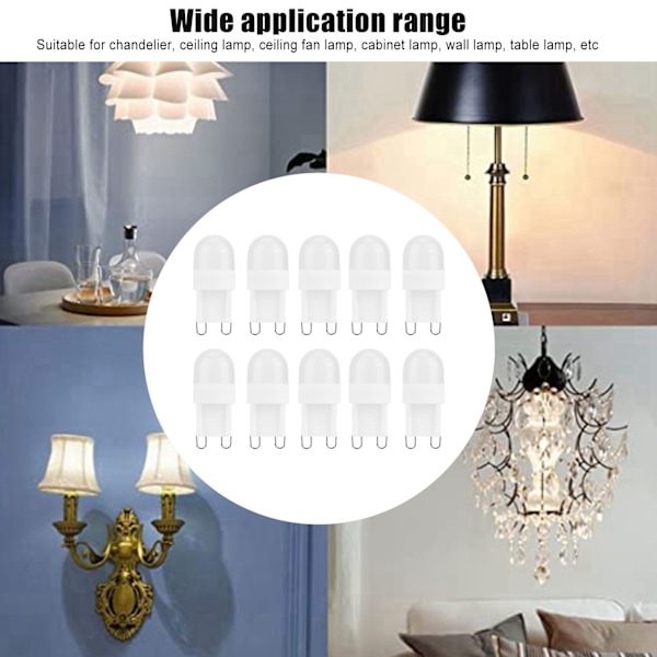 10 st 1,5W G9-bas LED-lampor Små BiPin-baslampa för inomhusbelysning 230V