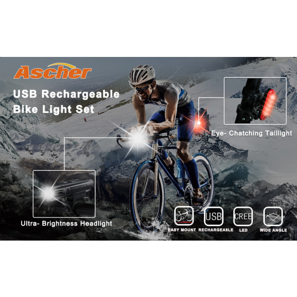 Ultraljust USB uppladdningsbar set, kraftfull cykel F