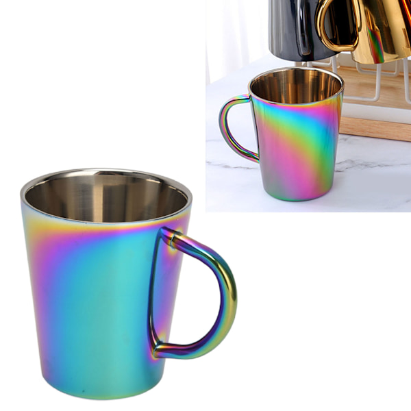 300 ml rostfritt stål kaffekopp med handtag färgglad isolerad kaffemugg dubbelskiktat vattenkopp
