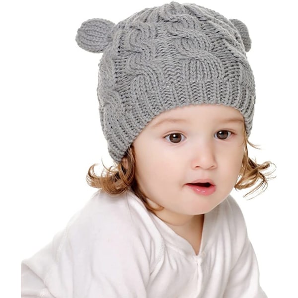 Unisex Baby og Småbarn Hette og Votter Sett Vinter Strikket Tykk Varmt Beanie Hette Hansker for Baby Gutter Jenter