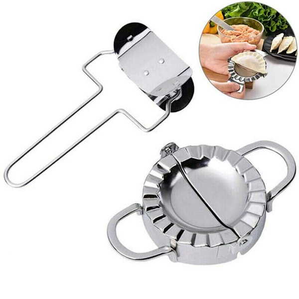 Dumpling Maker Set, 2-delat Degpressverktyg i Rostfritt Stål, Automatisk Dumpling Maker för Kökstillbehör, Lätt att Rengöra med Fyllningssked