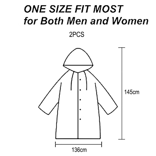 2-pack regnrock, bärbar EVA regnjacka poncho vattentät