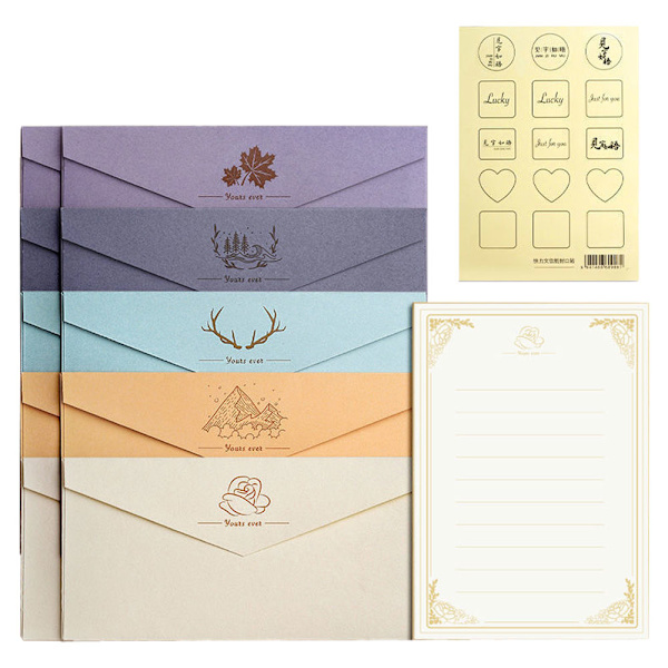 1 set inklusive brevpapper och kuvert 21CM * 14.5CM, kuvert: 22CM * 10.9CM
