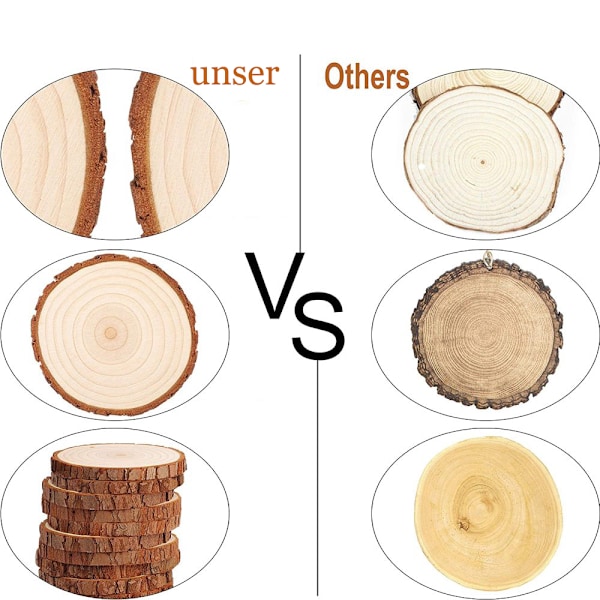 DIY Hantverk Träkit, Naturliga Obehandlade Träskivor av Furu för Juldekorationer och Rustik Bröllopsdekoration, 30 ST