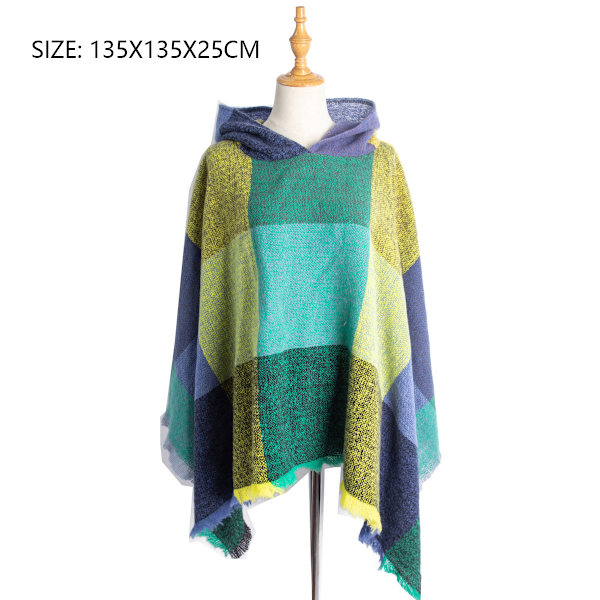 Naisten Ruudullinen Hupparihuivi Cape Shawl Poncho