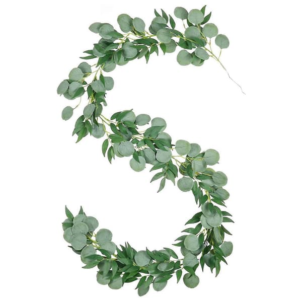 1 stk. 1,8 m Kunstige Blade Simulation Rattan & 1 stk. 2 m Kunstig Sølv Dollar Eucalyptus G