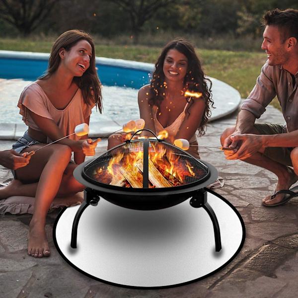 Brannsikringsmatte (75 cm) Brannhemmende Brannsikringsmatte Vanntett Høy Temperatur med 3 Lag for Ved Gass Kull Grill Utested Terrasse