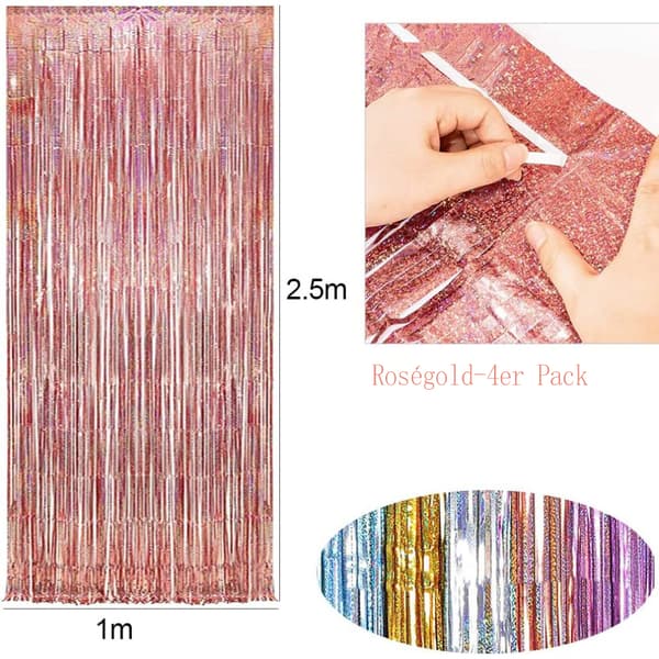 Kimaltava tinselirippu, 4 kpl, 1x2,5 m