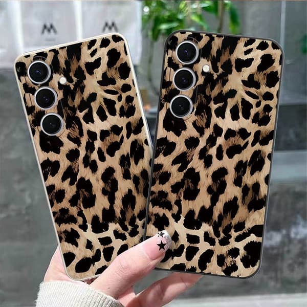 Støtsikkert deksel med leopardmønster til Galaxy S25 black