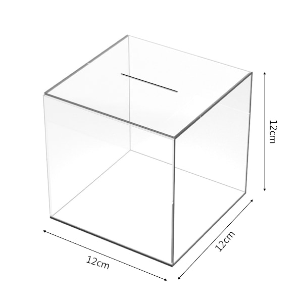 12cm Spargris Akryl Klar Støvtett Kube Penger Bokser Oppbevaring Penger Sparing Boks