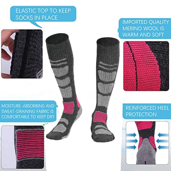 Ski- og snowboardstrømper over kneet for menn og kvinner Light grey rose M